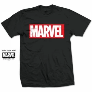 Image of Marvel Comics Marvel Box Logo Mens Black T Shirt Large