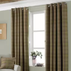 Image of Riva Paoletti Aviemore Heritage Tartan Check Faux Wool Lined Eyelet Curtains, Thistle, 46 x 72 Inch