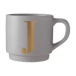 Image of Grey Porcelain J Alphabet Mug