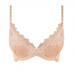 Image of Wacoal Lace Perfection Underwired Plunge Bra - CAC Cafe Creme