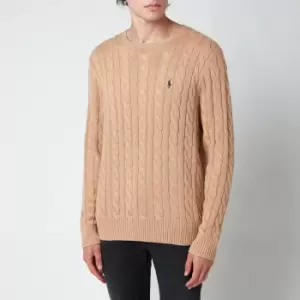 Image of Polo Ralph Lauren Mens Cable Knit Cotton Jumper - Camel Melange - XL