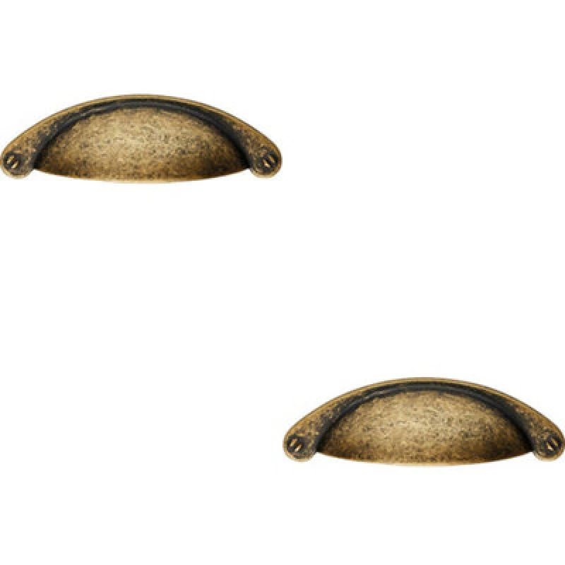 Image of Loops 2x Traditional Cup Pull Handle 104 x 26mm 64mm Fixing Centres Antique Brass Metallics unisex