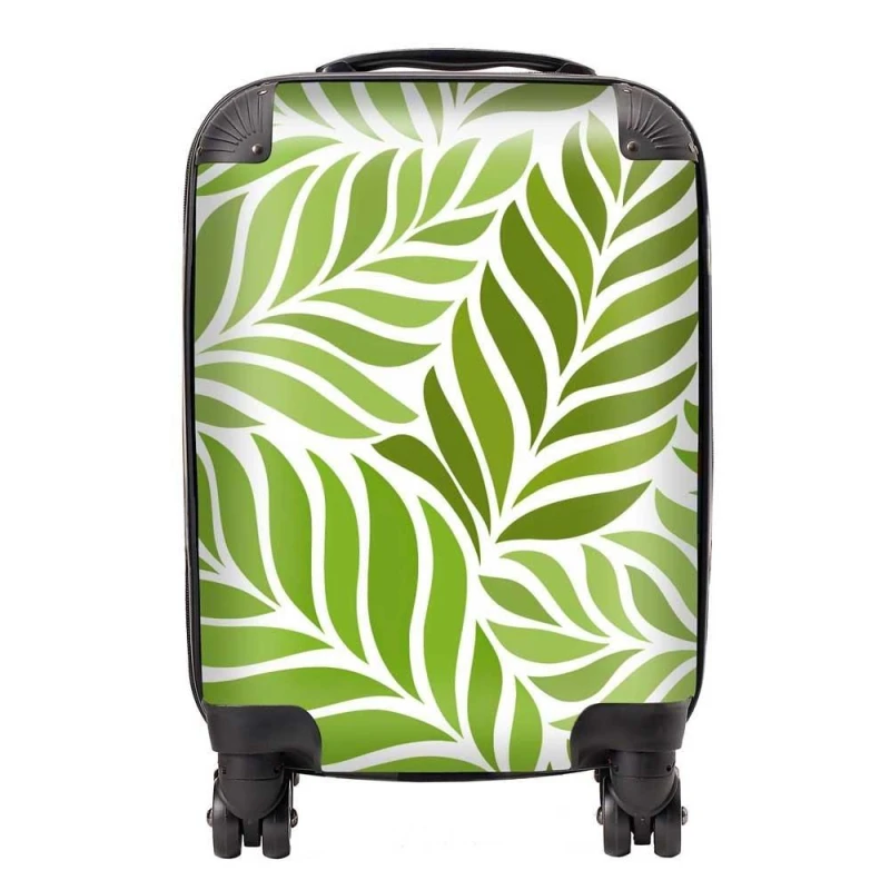 Image of Warren Reed - Designer Green Leaf Pattern Suitcase Size: Large Green Unisex Large