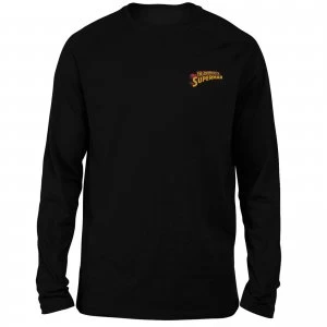 Image of DC Superman Embroidered Unisex Long Sleeved T-Shirt - Black - M