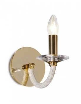 Image of Wall Lamp Switched 1 Candle Light Gold, Crystal