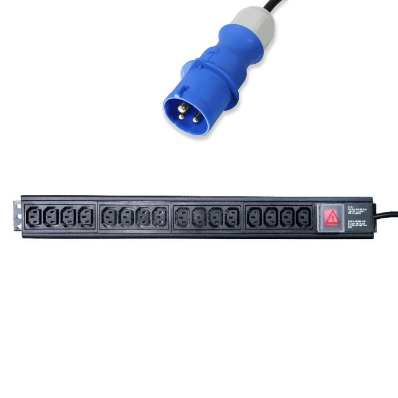Image of POWERDATA 16 WAY 19" RACK IEC PDU TO 16 AMP COMMANDO - VERTICAL