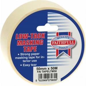 Image of Faithfull Low Tack Masking Tape White 50mm 50m