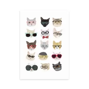 Image of East End Prints Cats in Glasses Print MultiColoured