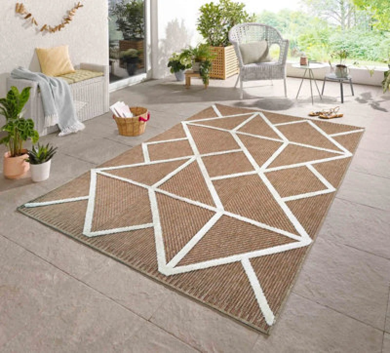 Image of Harper Prism Pattern Water Resistant Indoor Area Rugs Cream 120X170 Cm
