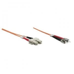 Image of Intellinet Fibre Optic Patch Cable Duplex Multimode ST/SC 50/125 m OM2 1m LSZH Orange Fiber Lifetime Warranty