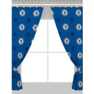 Image of Chelsea FC Repeat Crest Curtains (66 x 54in) (Blue/White) - Blue/White