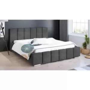 Image of Lemela Upholstered Beds - Plush Velvet, Single Size Frame, Grey - Grey