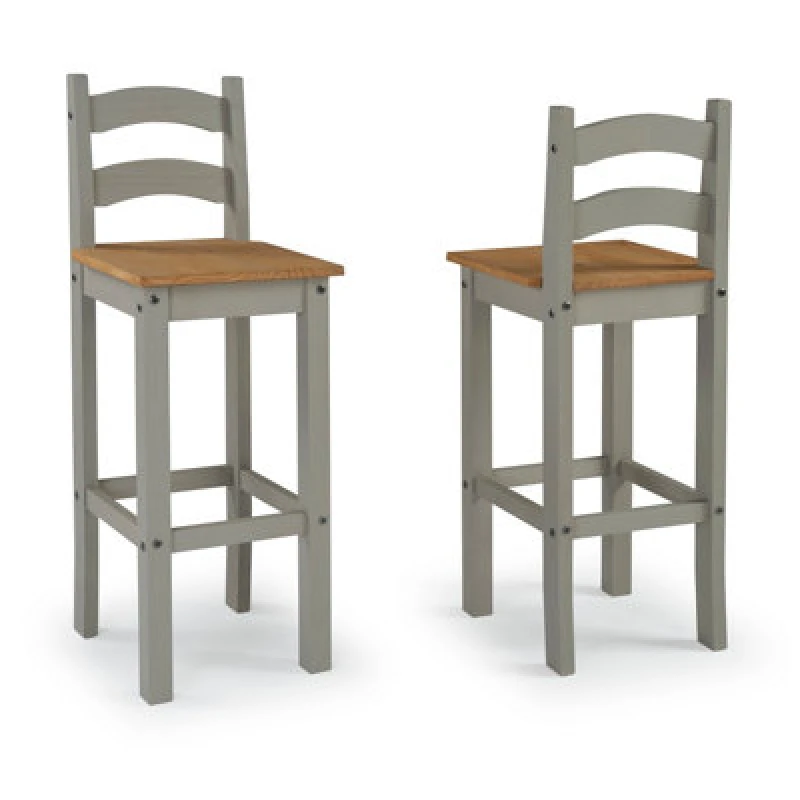Image of MERCERS FURNITURE Corona Grey Wax Pair of Bar Stools 5060765291544