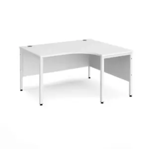 Image of Office Desk Right Hand Corner Desk 1400mm White Top With White Frame 1200mm Depth Maestro 25 MB14ERWHWH