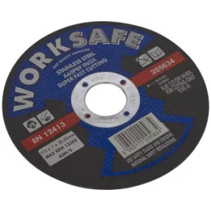 Image of Worksafe 205634 Cutting Disc Flat Stainless Steel (INOX) Ø115 x 1....