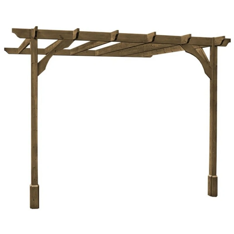 Image of Rutland County Garden Furniture Ltd Wall Mounted Premium Pergola, Wood, L480 x W480 x H270cm, Rustic Brown Brown Unisex