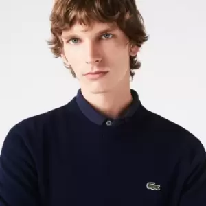 Image of Lacoste Mens Organic Cotton Crew Neck Sweater Size 8 - 3XL Navy Blue