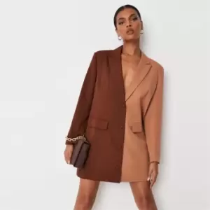 Image of Missguided Oversized Blazer Dress - Brown