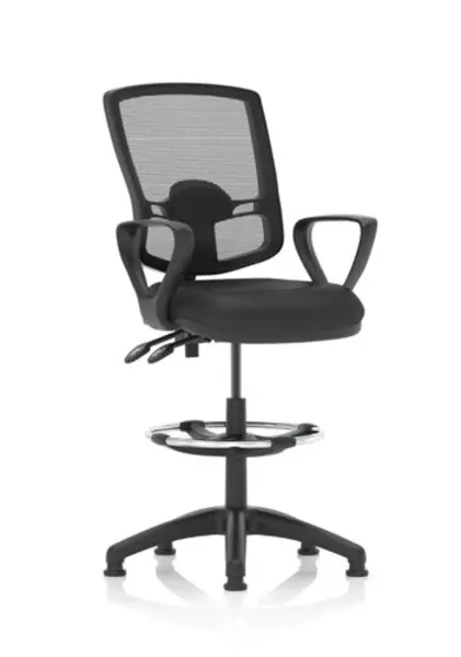 Image of Eclipse Eclipse Plus II Lever Task Operator Chair Deluxe Mesh Back With Black Bonded Leather Seat With loop Arms With High Rise Draughtsman Kit DE02D