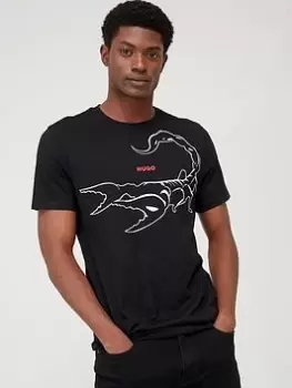 Image of HUGO Darpione Print T-Shirt, Black Size M Men