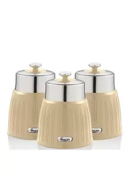 Image of Swan Retro Set Of 3 Storage Canisters - Cream