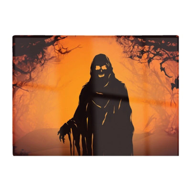 Image of Warren Reed Designer A Spooky Black And Orange Ghost Glass Chopping Board