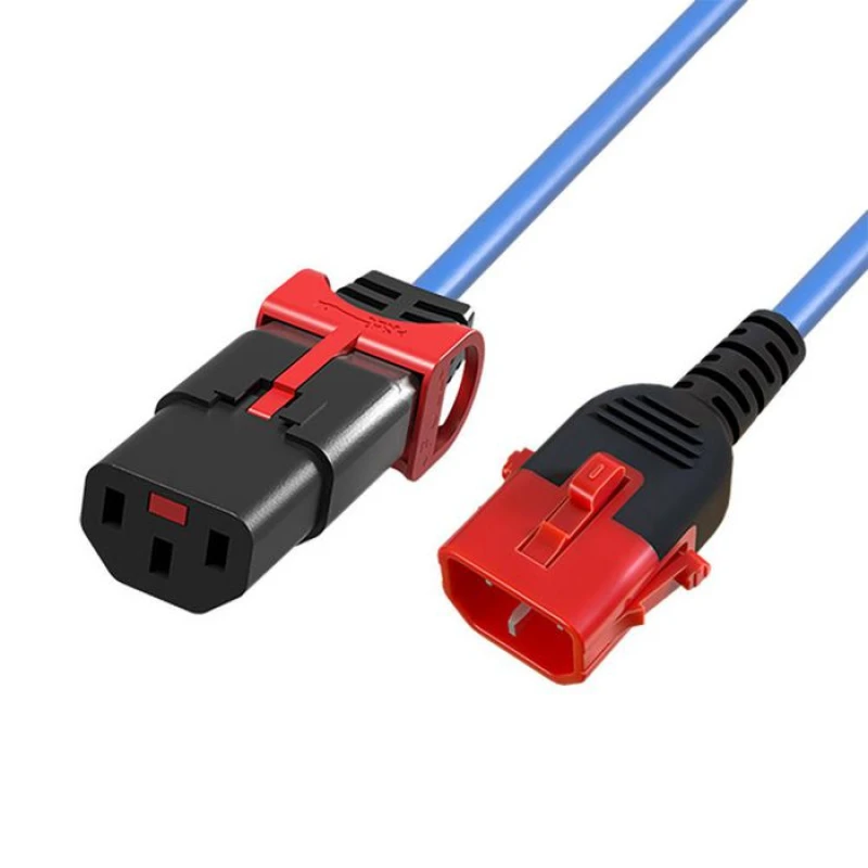 Image of Microconnect Powercord C13 IEC Lock+ - C14 IEC Lock Dual Locking blue