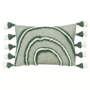 Image of Furn Rainbow Tufted Tassel Cushion Cover (One Size) (Sage)