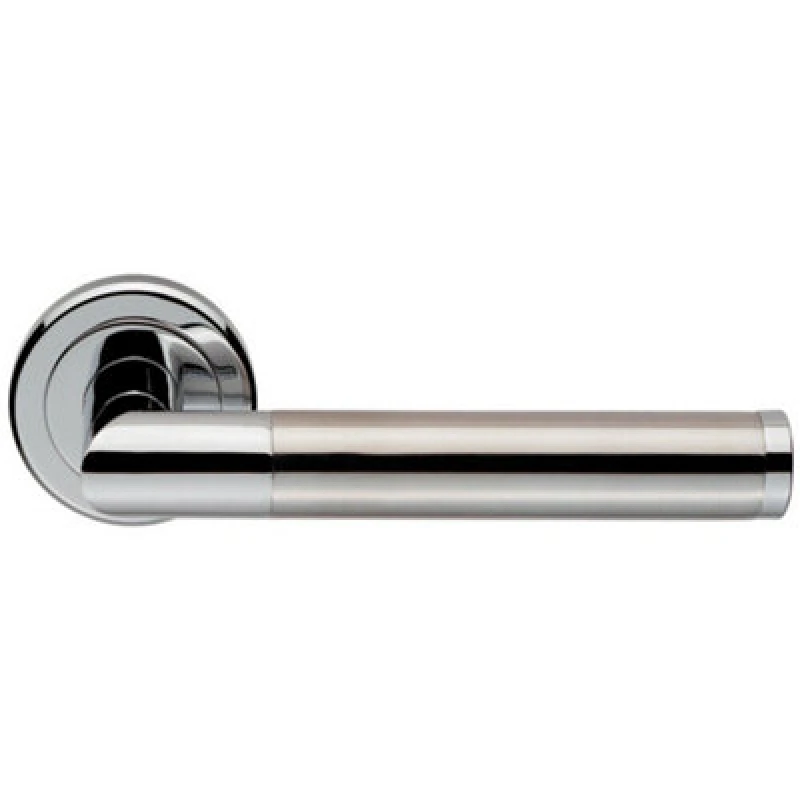 Image of Loops PAIR Sectional Round Bar Lever on Round Rose Concealed Fix Polished Satin Chrome Multi