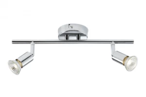 Image of KnightsBridge Ceiling Light GU10 50 Watt 2 Spotlight Bar Chrome LED Compatible
