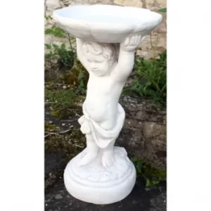 Image of Stone Effect Cherub Bird Feeder Or Bird Bath