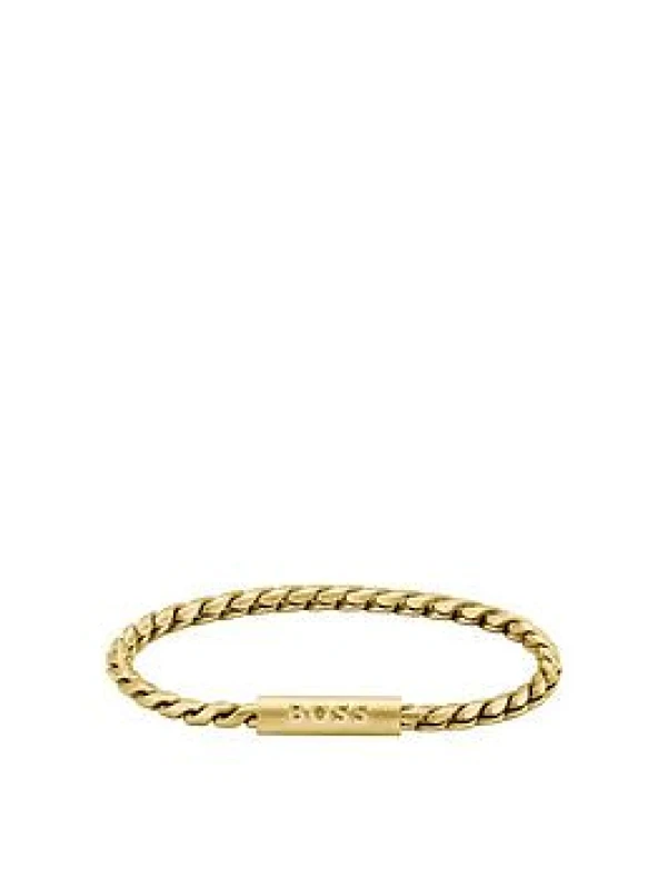 Image of Boss Mens Doran Stainless Steel Braided Bracelet Gold male One Size