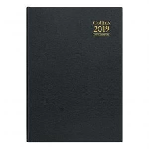 Image of Collins A40 A4 2019 Appointment Diary Week to View Black Ref A40 2019