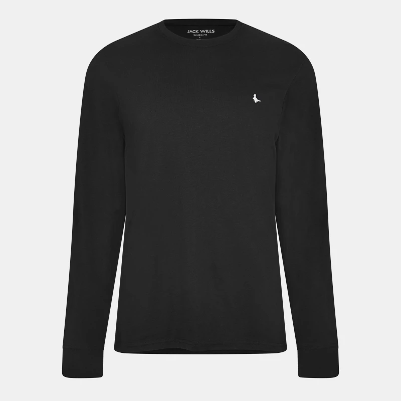 Image of Jack Wills Sandleford Long Sleeve T-Shirt Mens Black male XS