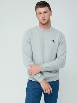 Image of Converse Embroidered Star Chevron Left Chest Crew - Light Grey Heather, Light Grey Heather, Size L, Men