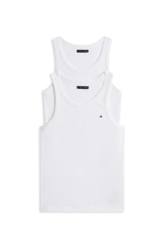 Image of Tommy Hilfiger Mens 2P Rib Tank White Size: Large White Male L