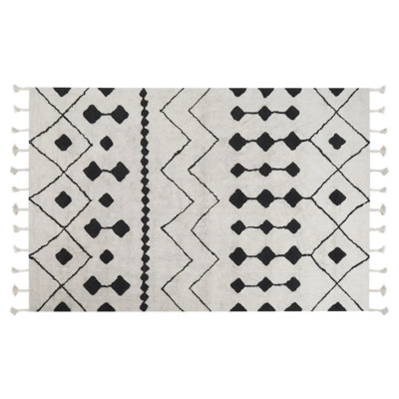 Image of Beliani Rug Khemisset Off-White 140 X 200 Cm Cotton
