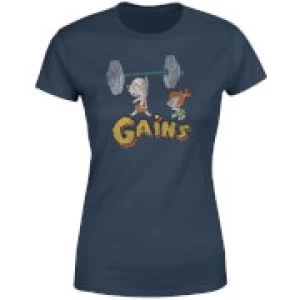 Image of The Flintstones Distressed Bam Bam Gains Womens T-Shirt - Navy - S