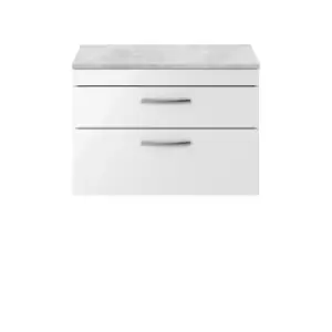 Image of Nuie Athena 800 Wall Hung 2-drawer Vanity & Bellato Grey Worktop - Gloss White