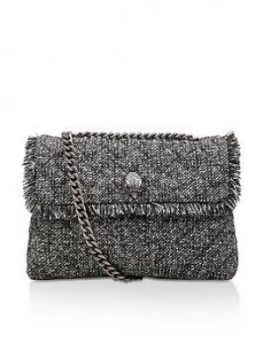 Image of Kurt Geiger London Tweed Large Kensington Shoulder Bag - Grey