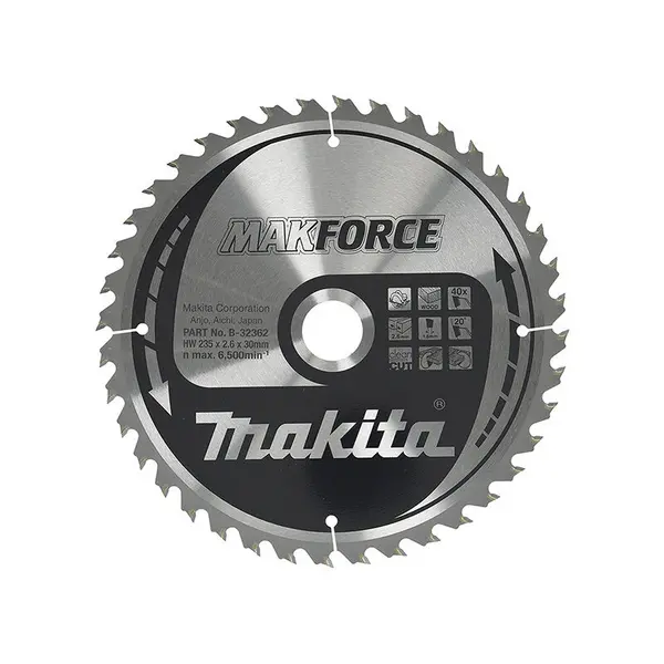 Image of Makita MAKFORCE Circular Saw Blade for Wood Cutting B-32362 Diameter: 235mm