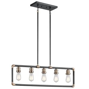 Image of 5 Light Ceiling Chandelier Pendant Bar Light Black, Natural Brass, E27