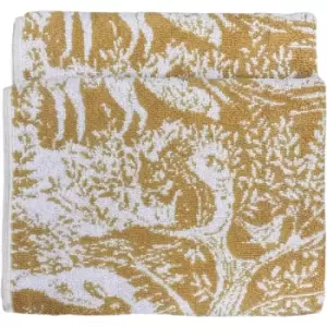 Image of Winter Woods Animal Cotton Jacquard Hand Towel 50x85cm Ochre - Ochre - Furn.