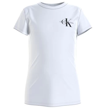 Image of Calvin Klein Jeans CHEST MONOGRAM TOP Girls Childrens T shirt in White - Sizes 8 years,10 years,12 years