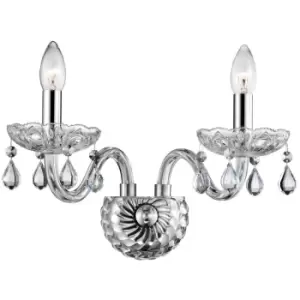 Image of Netlighting Merano Chicago 2 Light Candle Wall Lamp Chrome Aluminium Glass, K9 C