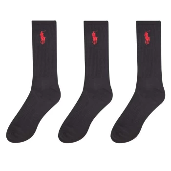 Image of Polo Ralph Lauren Polo Ralph Lauren 3 Pack Big Polo Pony Crew Sock - Polo Black