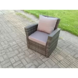 Image of Fimous Outdoor Dark Grey Rattan High Back Arm Chair with Cushion