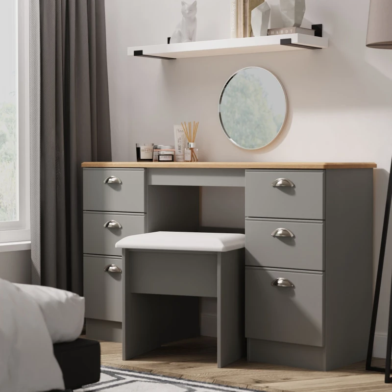 Image of Ready Assembled 2 U Albert Double Pedestal Desk (Ready Assembled) in Dark Grey Size: Large Dark Grey Unisex Large