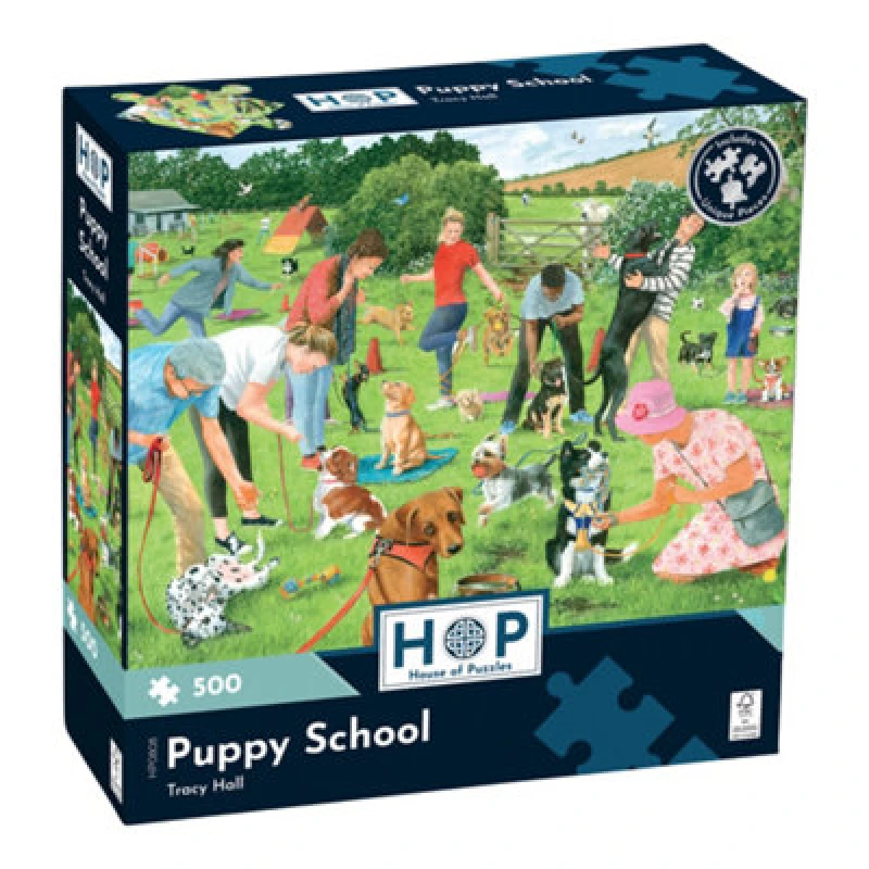 Image of The House of Puzzles Puppy School 500 Piece Jigsaw Puzzle