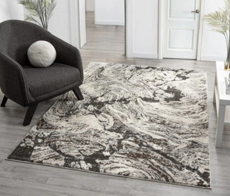 Image of Eleanor Modern Embossed Contemporary Living Room Area Rug - Abstract Design,grey,80 X 150 Cm